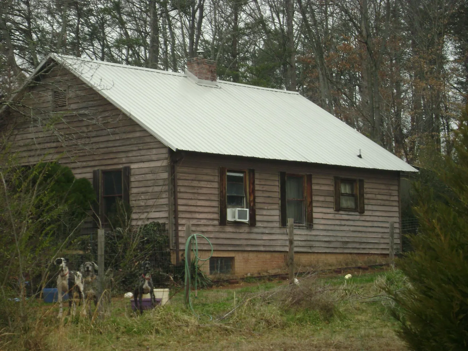 White metal roof on an old wood sided farmhouse, from a Asphalt Shingle Roof Repair job in Buchtel